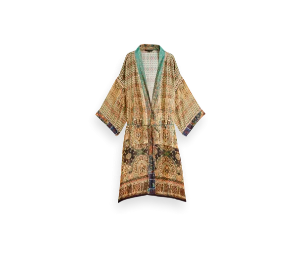 Jaypur Saree Kimono Salmon Square