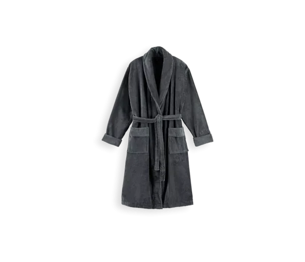 Super Smooth Cotton Bathrobe Men M Charcoal Grey