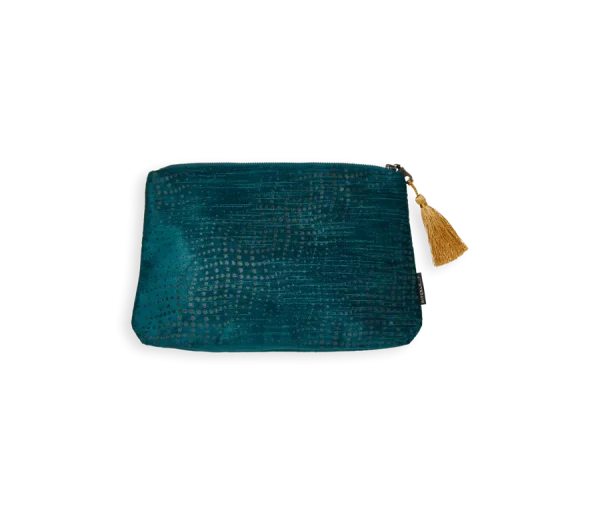 Vellore Medium Cotton Velvet Pouch Petrol Blue