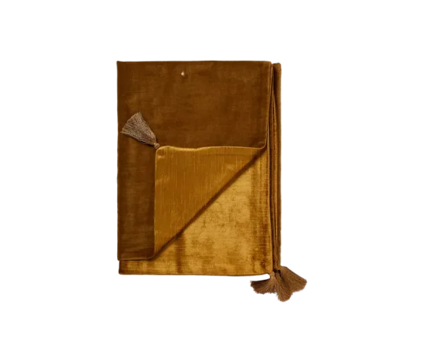 Vellore Cotton Velvet Throw 180x140cm Golden Mocha