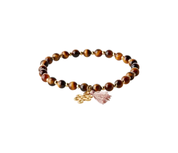 Tiger Eye Infinity Bead Bracelet Gold Plated