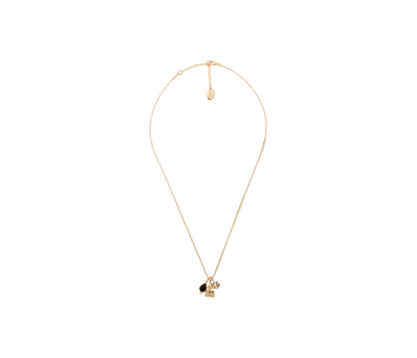 Black Onyx Pendant Necklace Gold Plated