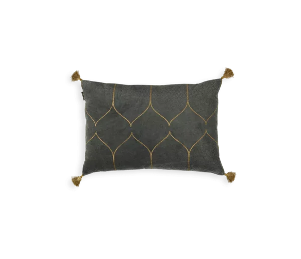 Vellore Cotton Velvet Cushion Case 60x40cm Grey Blue