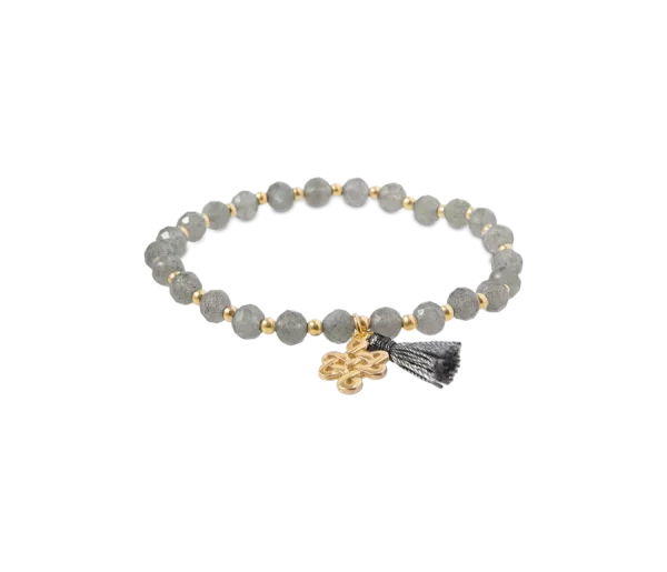 Labradorite Infinity Bead Bracelet Gold Plated