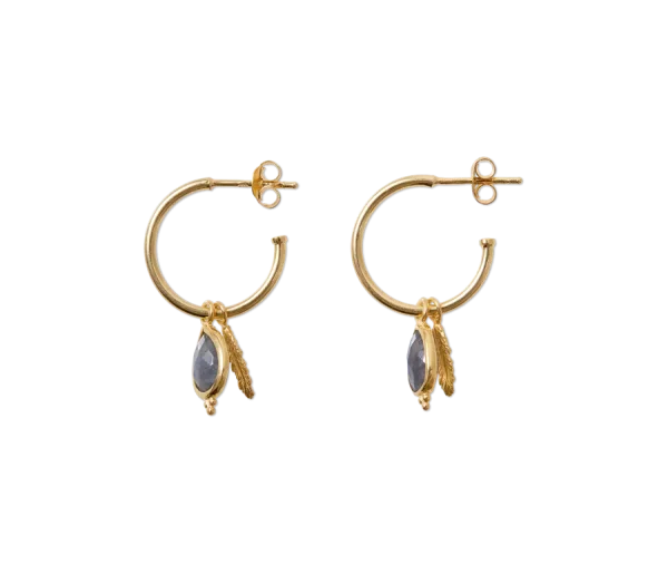 Labradorite Pendant Hoops Gold Plated