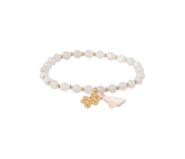 Rose Quartz Infinity Bead Bracelet Gold Plated