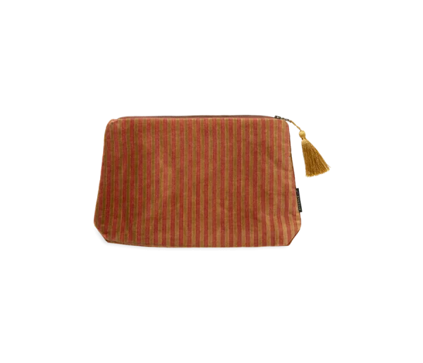 Vellore Medium Cotton Velvet Pouch Sand Stripe