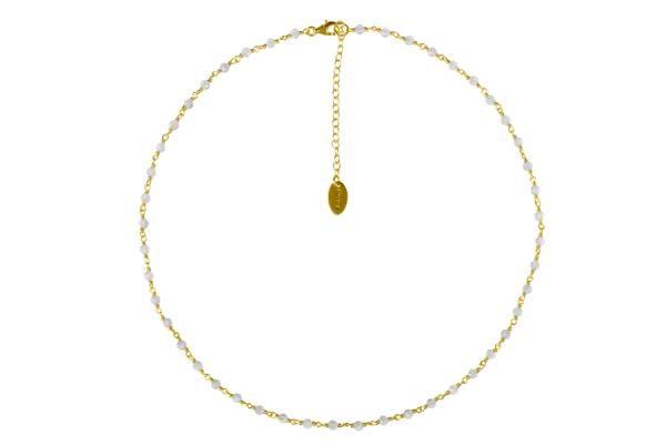 Labradorite Bead Choker Necklace Gold Plated