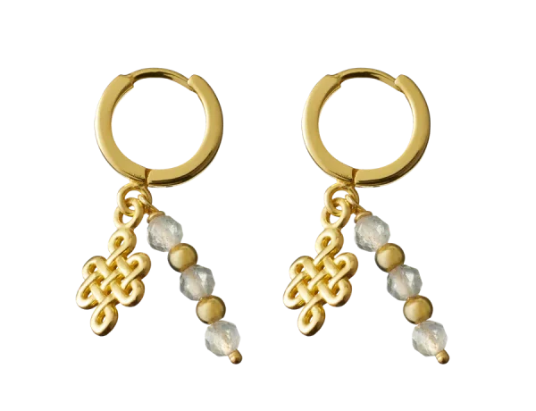 Labradorite Infinity Hoops Round Earrings Gold Plated