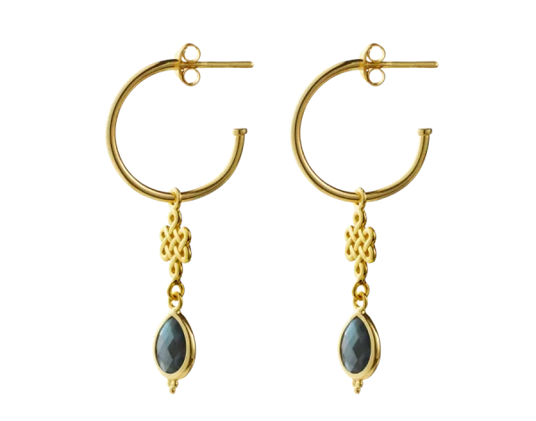 Labradorite Infinity Hoops Pendant Earrings Gold Plated